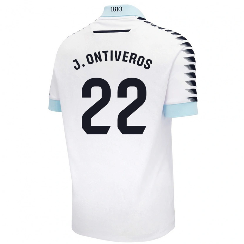 Danxen Uomo Maglia Javi Ontiveros #22 Bianco Blu Kit Gara Away 2024/25 Maglietta