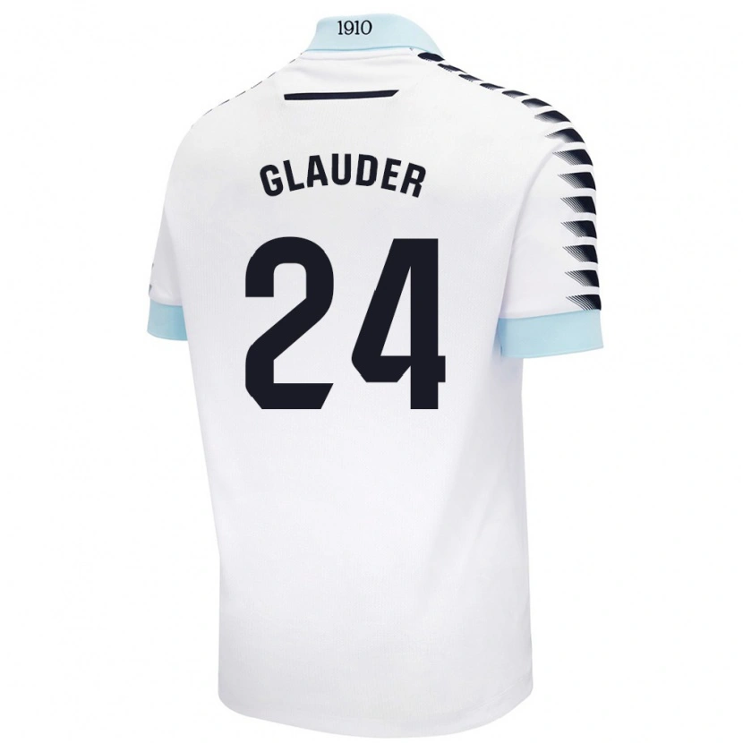 Danxen Uomo Maglia Cristian Glauder #24 Bianco Blu Kit Gara Away 2024/25 Maglietta