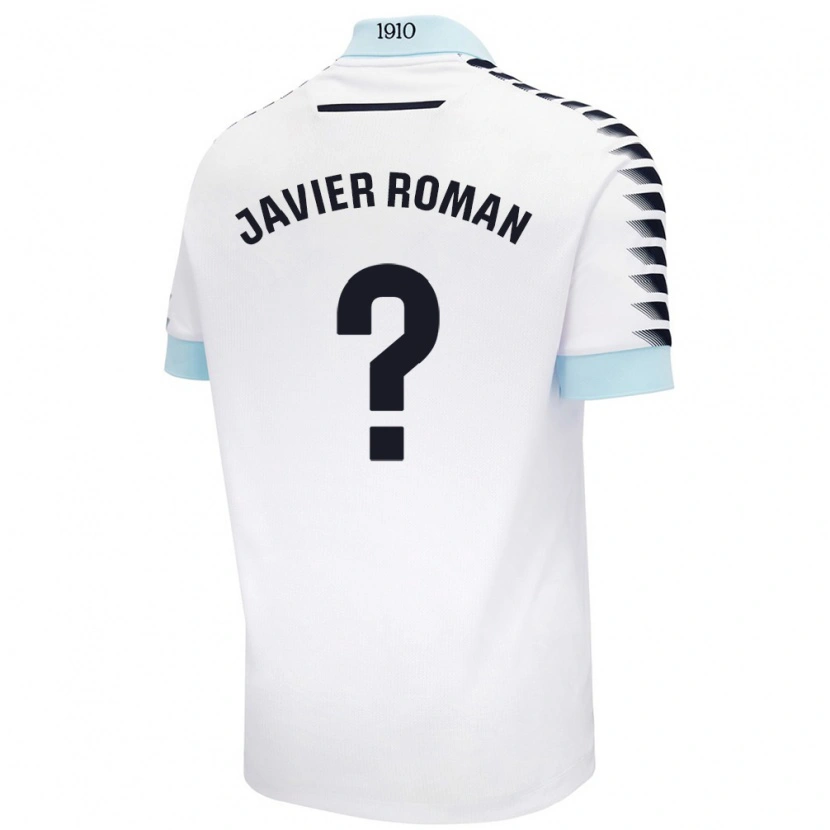Danxen Uomo Maglia José Javier Román #0 Bianco Blu Kit Gara Away 2024/25 Maglietta