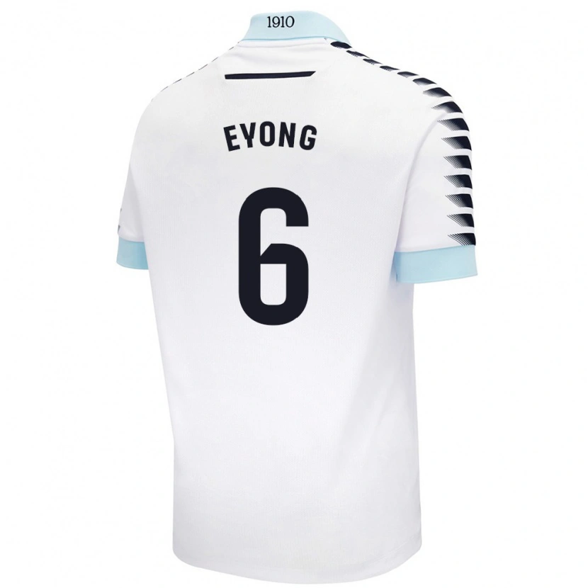 Danxen Uomo Maglia Etta Eyong #6 Bianco Blu Kit Gara Away 2024/25 Maglietta