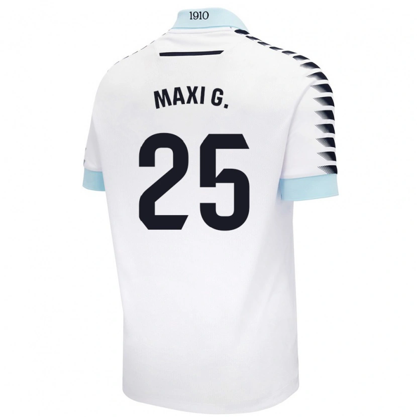 Danxen Uomo Maglia Maxi Gómez #25 Bianco Blu Kit Gara Away 2024/25 Maglietta