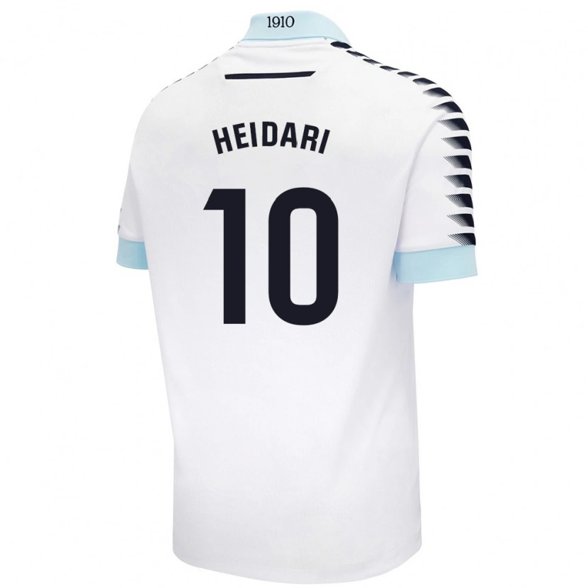 Danxen Uomo Maglia Arman Heidari #10 Bianco Blu Kit Gara Away 2024/25 Maglietta