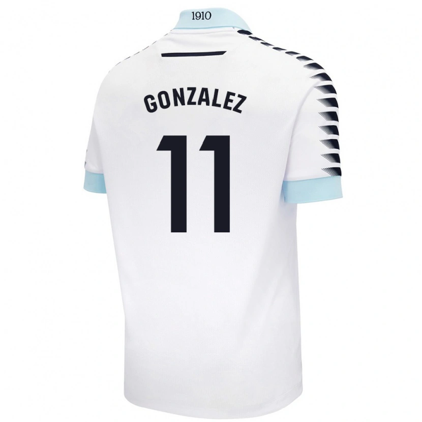 Danxen Uomo Maglia Chus González #11 Bianco Blu Kit Gara Away 2024/25 Maglietta