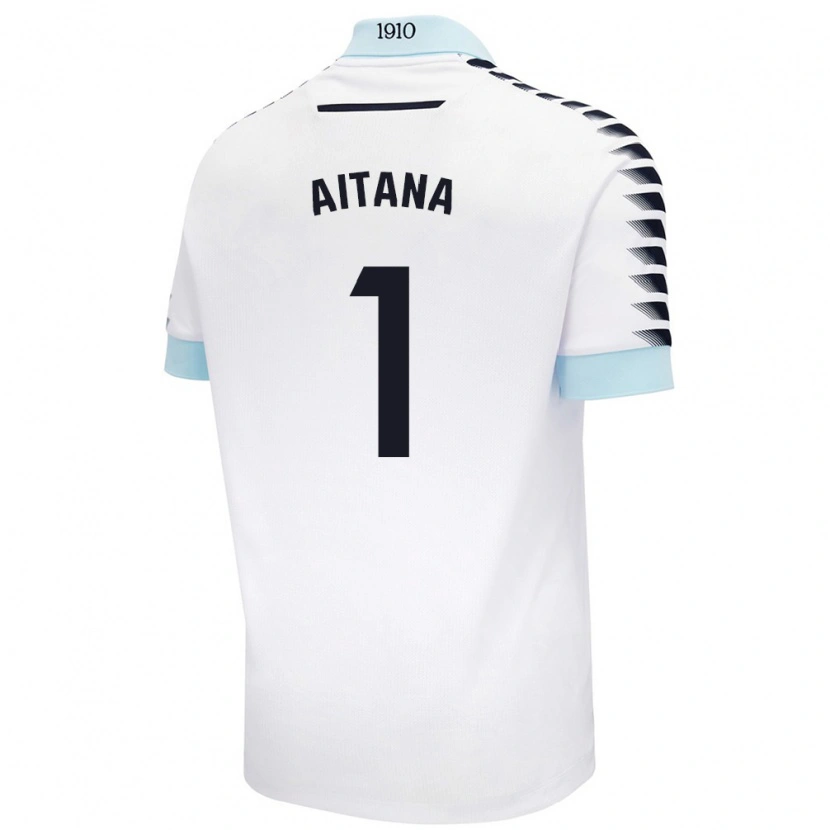 Danxen Uomo Maglia Aitana #1 Bianco Blu Kit Gara Away 2024/25 Maglietta