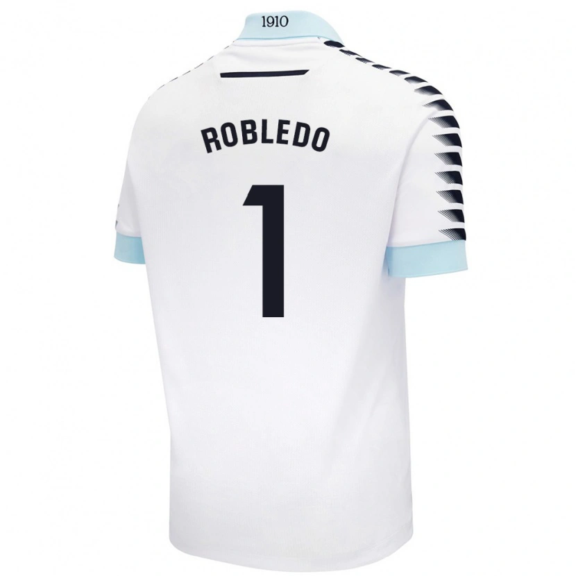Danxen Uomo Maglia Robledo #1 Bianco Blu Kit Gara Away 2024/25 Maglietta