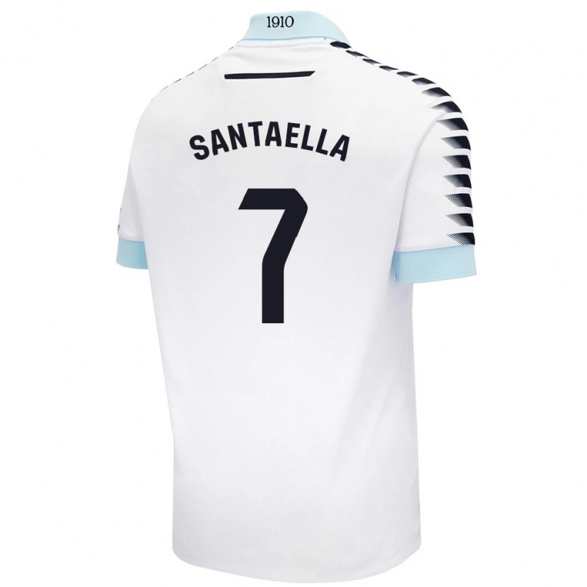 Danxen Uomo Maglia Natalia Santaella Picón #7 Bianco Blu Kit Gara Away 2024/25 Maglietta