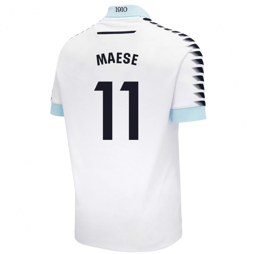 Danxen Uomo Maglia María Del Carmen Maese Gaitán #11 Bianco Blu Kit Gara Away 2024/25 Maglietta
