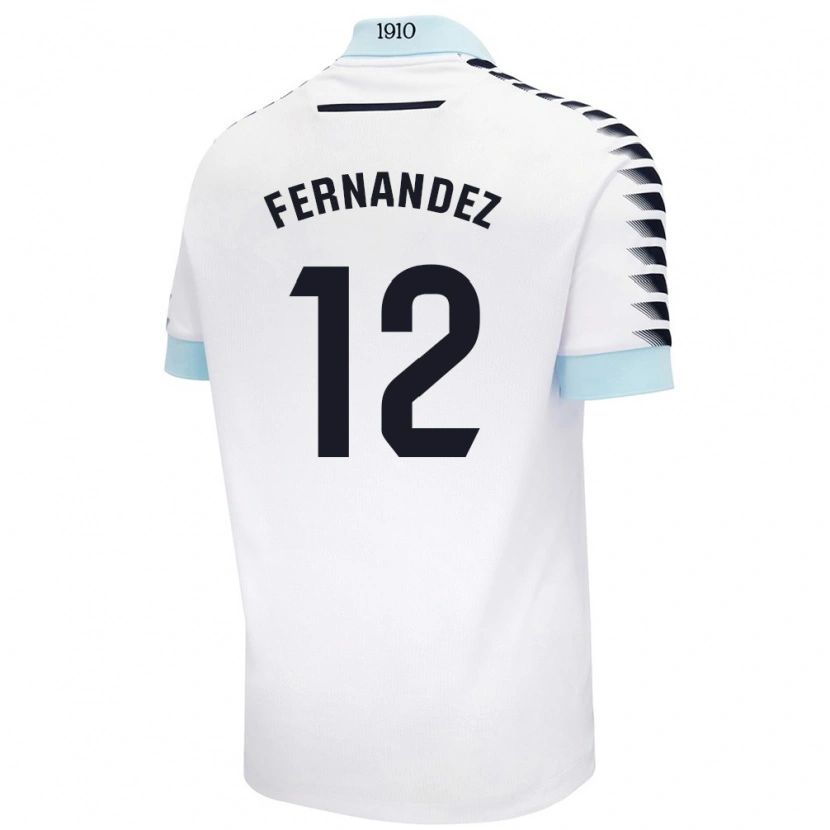 Danxen Uomo Maglia Sandra Fernández León #12 Bianco Blu Kit Gara Away 2024/25 Maglietta