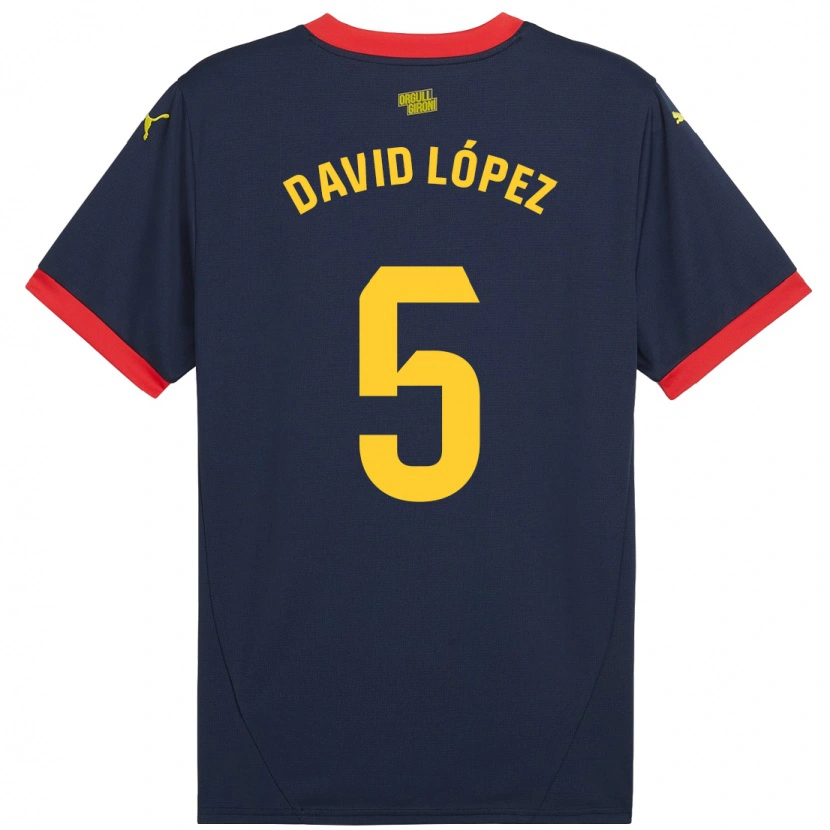 Danxen Uomo Maglia David López #5 Rosso Navy Kit Gara Away 2024/25 Maglietta