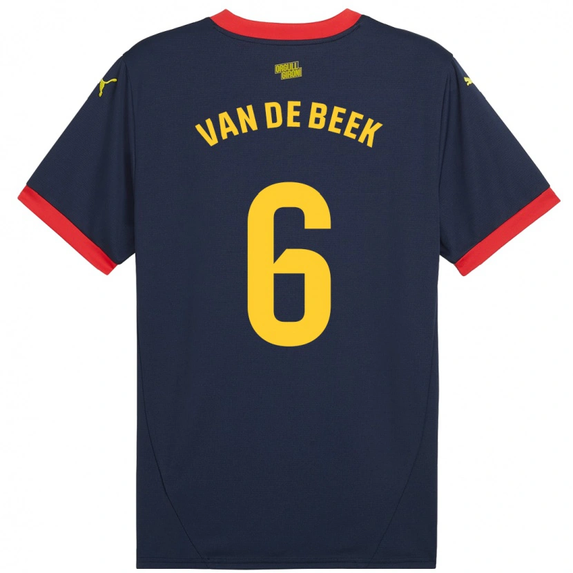 Danxen Uomo Maglia Donny Van De Beek #6 Rosso Navy Kit Gara Away 2024/25 Maglietta