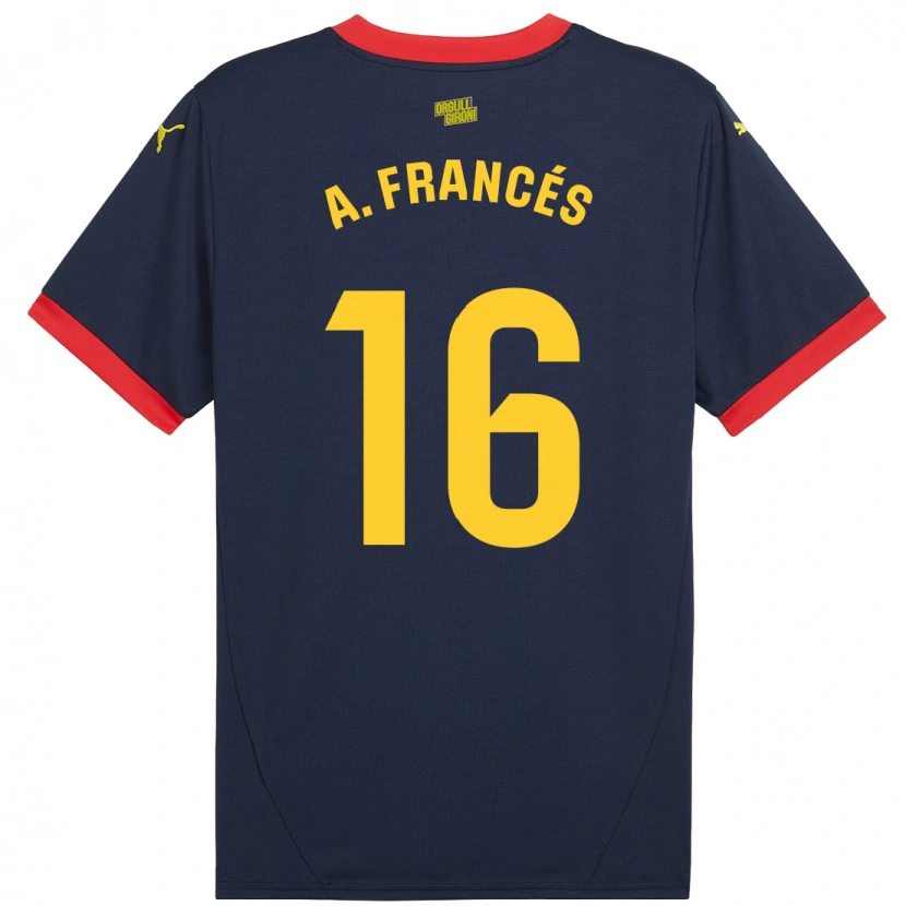 Danxen Uomo Maglia Alejandro Francés #16 Rosso Navy Kit Gara Away 2024/25 Maglietta