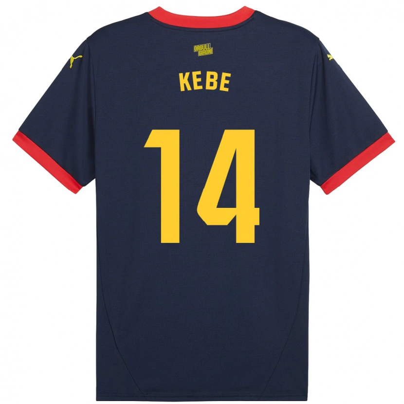 Danxen Uomo Maglia Moussa Kébé #14 Rosso Navy Kit Gara Away 2024/25 Maglietta