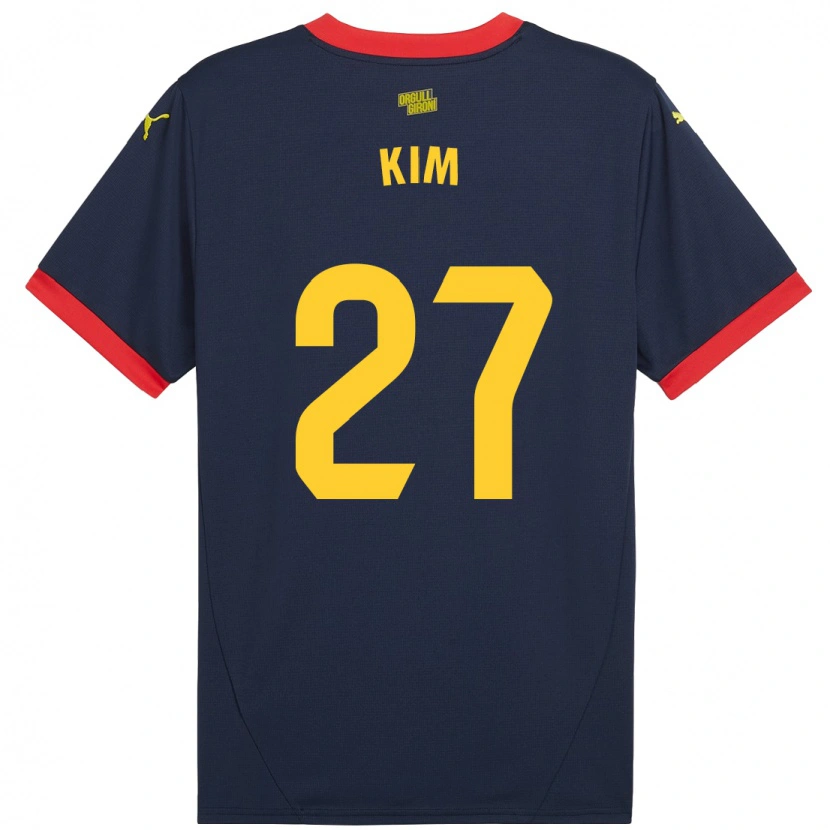 Danxen Uomo Maglia Min-Su Kim #27 Rosso Navy Kit Gara Away 2024/25 Maglietta