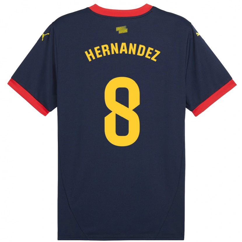 Danxen Uomo Maglia Sofia Hernández #8 Rosso Navy Kit Gara Away 2024/25 Maglietta