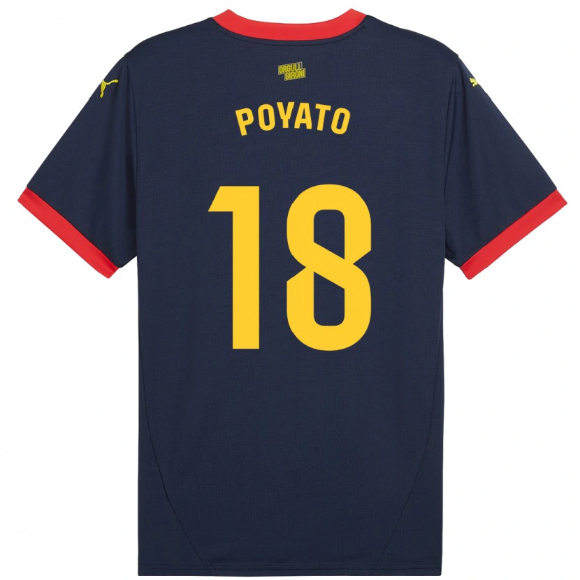 Danxen Uomo Maglia Marina Poyato #18 Rosso Navy Kit Gara Away 2024/25 Maglietta