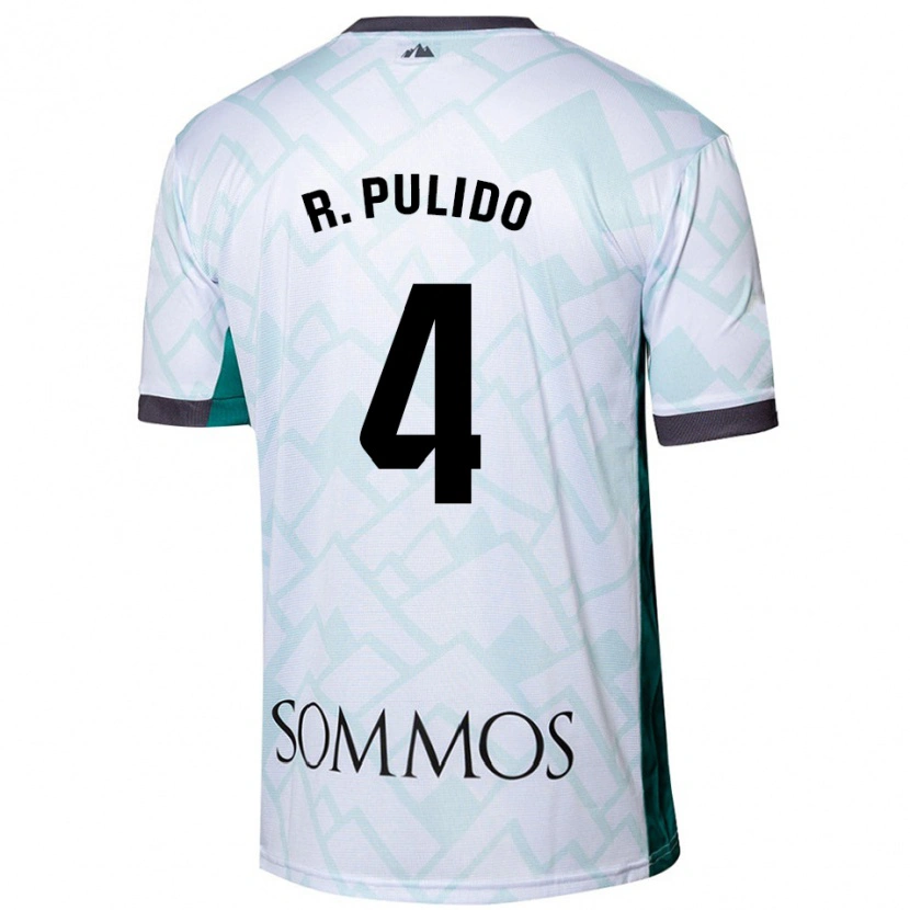 Danxen Uomo Maglia Rubén Pulido #4 Bianco Verde Kit Gara Away 2024/25 Maglietta