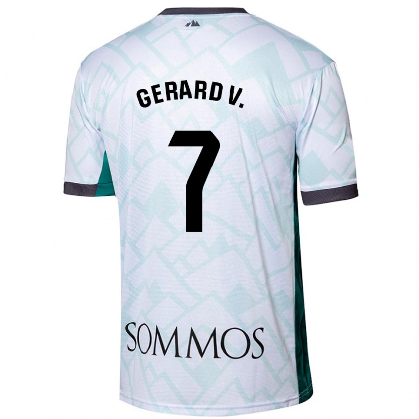 Danxen Uomo Maglia Gerard Valentín #7 Bianco Verde Kit Gara Away 2024/25 Maglietta