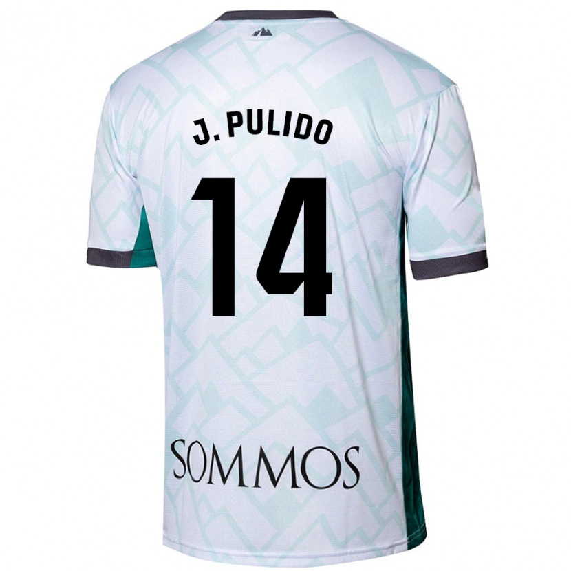 Danxen Uomo Maglia Jorge Pulido #14 Bianco Verde Kit Gara Away 2024/25 Maglietta