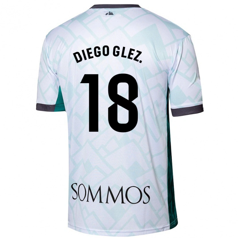 Danxen Uomo Maglia Diego González #18 Bianco Verde Kit Gara Away 2024/25 Maglietta