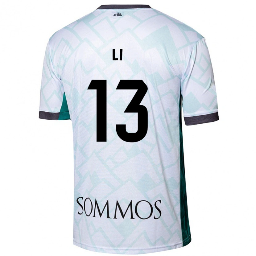Danxen Uomo Maglia Changyi Li #13 Bianco Verde Kit Gara Away 2024/25 Maglietta