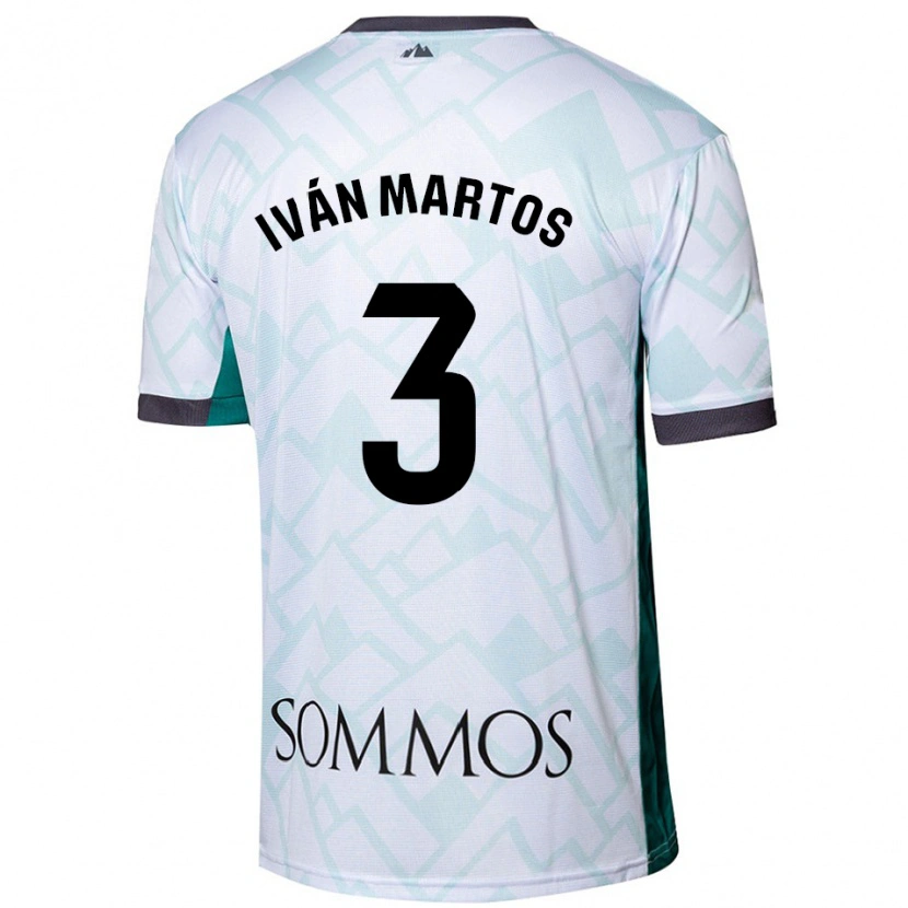 Danxen Uomo Maglia Iván Martos #3 Bianco Verde Kit Gara Away 2024/25 Maglietta