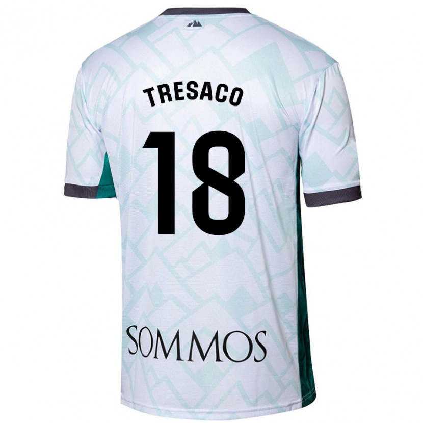Danxen Uomo Maglia Rafa Tresaco #18 Bianco Verde Kit Gara Away 2024/25 Maglietta