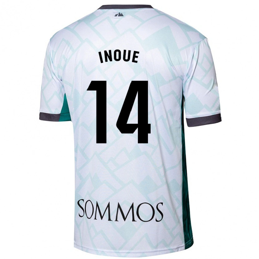 Danxen Uomo Maglia Moe Inoue #14 Bianco Verde Kit Gara Away 2024/25 Maglietta