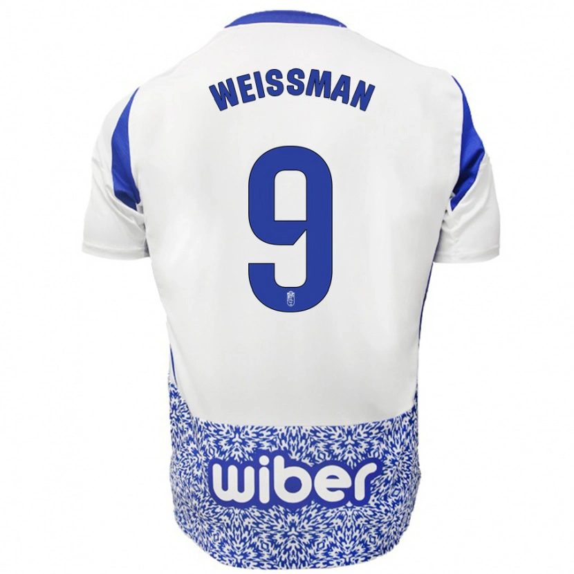Danxen Uomo Maglia Shon Weissman #9 Bianco Blu Kit Gara Away 2024/25 Maglietta