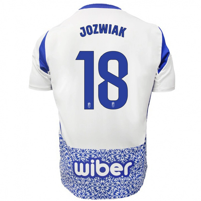 Danxen Uomo Maglia Kamil Jóźwiak #18 Bianco Blu Kit Gara Away 2024/25 Maglietta