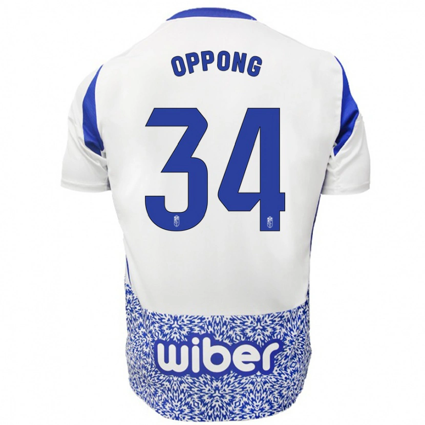 Danxen Uomo Maglia Oscar Naasei Oppong #34 Bianco Blu Kit Gara Away 2024/25 Maglietta