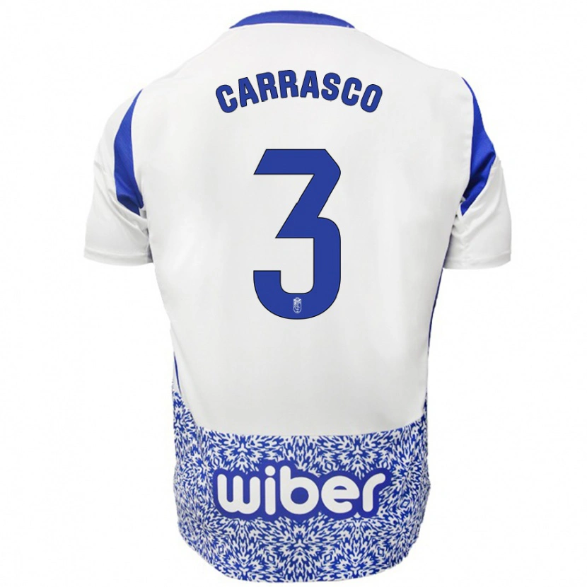 Danxen Uomo Maglia Marta Carrasco #3 Bianco Blu Kit Gara Away 2024/25 Maglietta