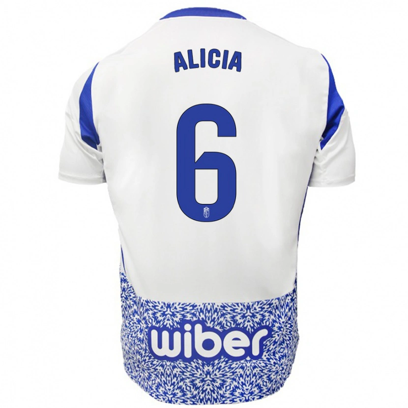 Danxen Uomo Maglia Alicia #6 Bianco Blu Kit Gara Away 2024/25 Maglietta