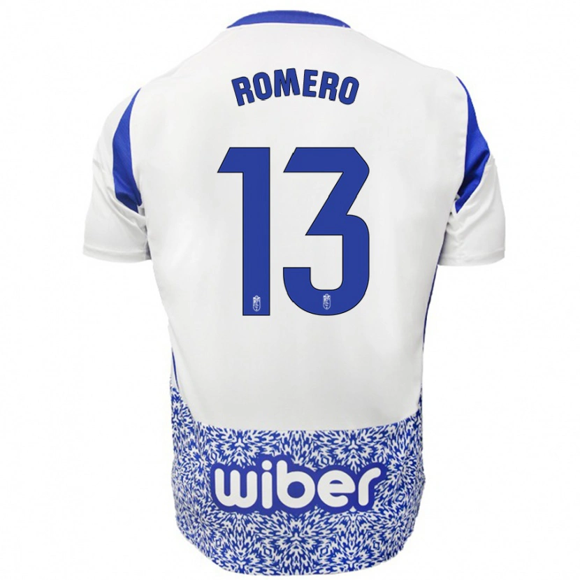 Danxen Uomo Maglia Andrea Romero #13 Bianco Blu Kit Gara Away 2024/25 Maglietta
