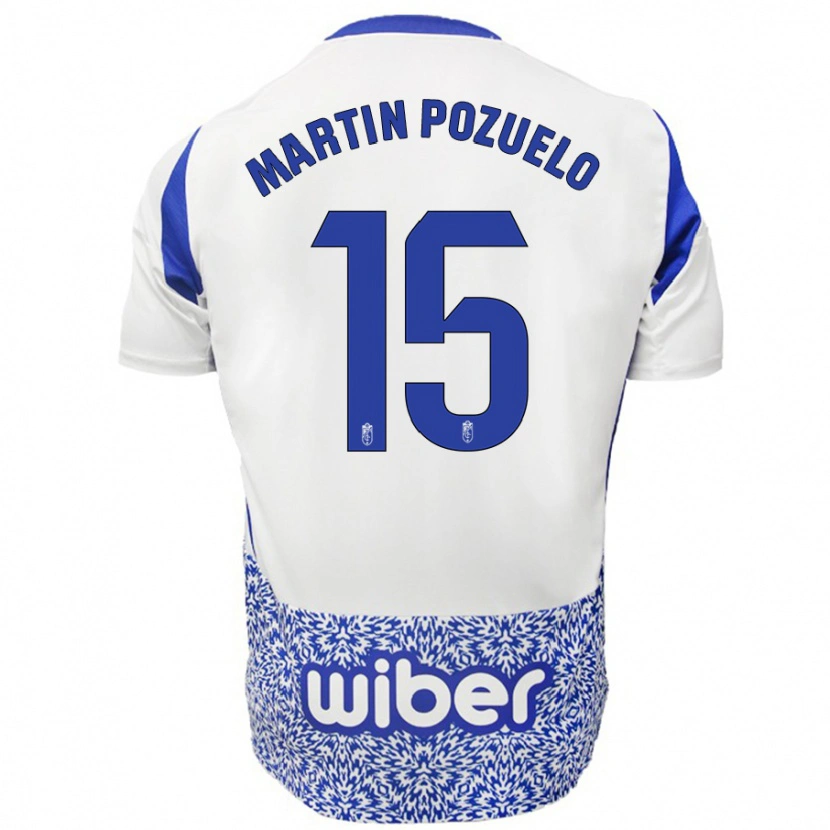 Danxen Uomo Maglia Esther Martín-Pozuelo #15 Bianco Blu Kit Gara Away 2024/25 Maglietta