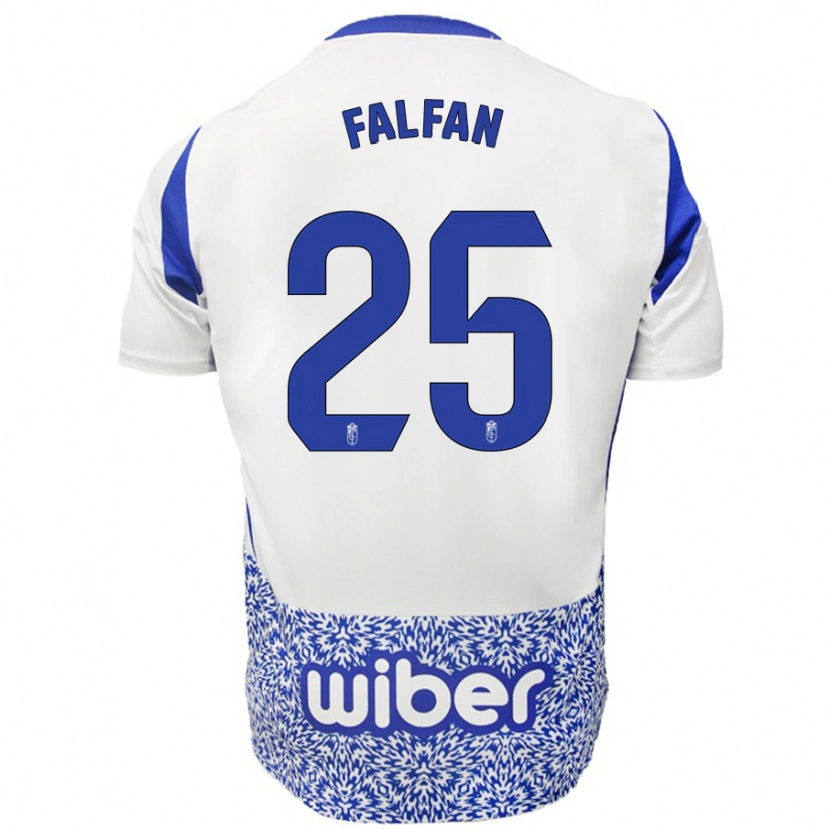 Danxen Uomo Maglia Daiana Falfán #25 Bianco Blu Kit Gara Away 2024/25 Maglietta