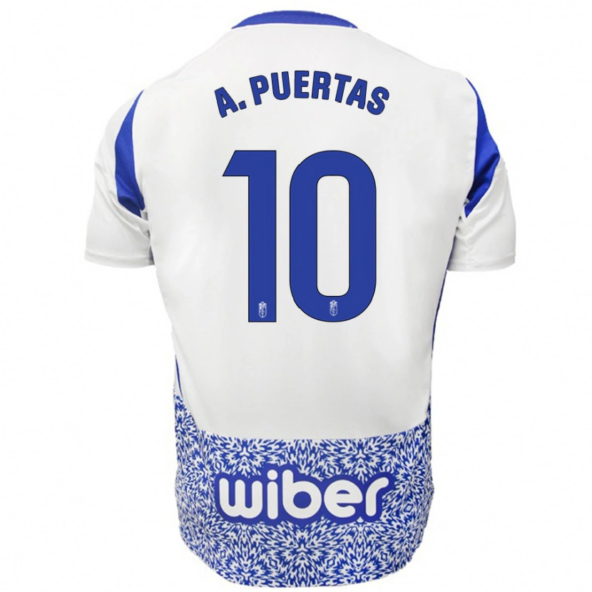 Danxen Uomo Maglia Antonio Puertas #10 Bianco Blu Kit Gara Away 2024/25 Maglietta