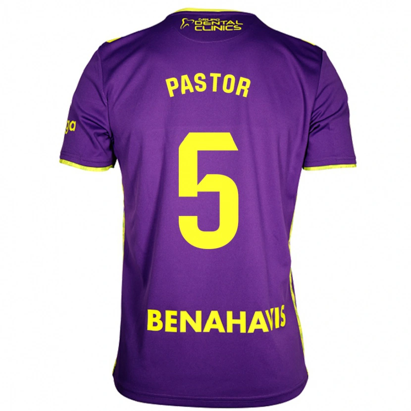 Danxen Uomo Maglia Álex Pastor #5 Viola Giallo Kit Gara Away 2024/25 Maglietta