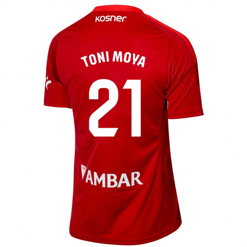 Danxen Uomo Maglia Toni Moya #21 Bianco Blu Kit Gara Away 2024/25 Maglietta