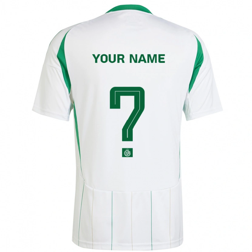 Danxen Uomo Maglia Il Tuo Nome #0 Bianco Verde Kit Gara Away 2024/25 Maglietta