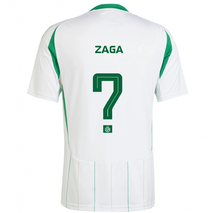 Danxen Uomo Maglia Binyamin Zaga #0 Bianco Verde Kit Gara Away 2024/25 Maglietta