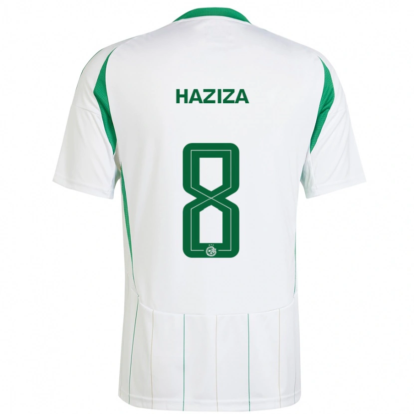 Danxen Uomo Maglia Dolev Haziza #8 Bianco Verde Kit Gara Away 2024/25 Maglietta