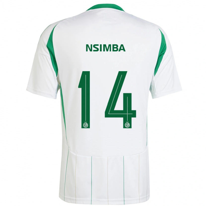 Danxen Uomo Maglia Vital Nsimba #14 Bianco Verde Kit Gara Away 2024/25 Maglietta