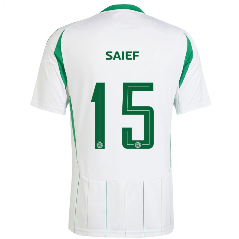 Danxen Uomo Maglia Kenny Saief #15 Bianco Verde Kit Gara Away 2024/25 Maglietta