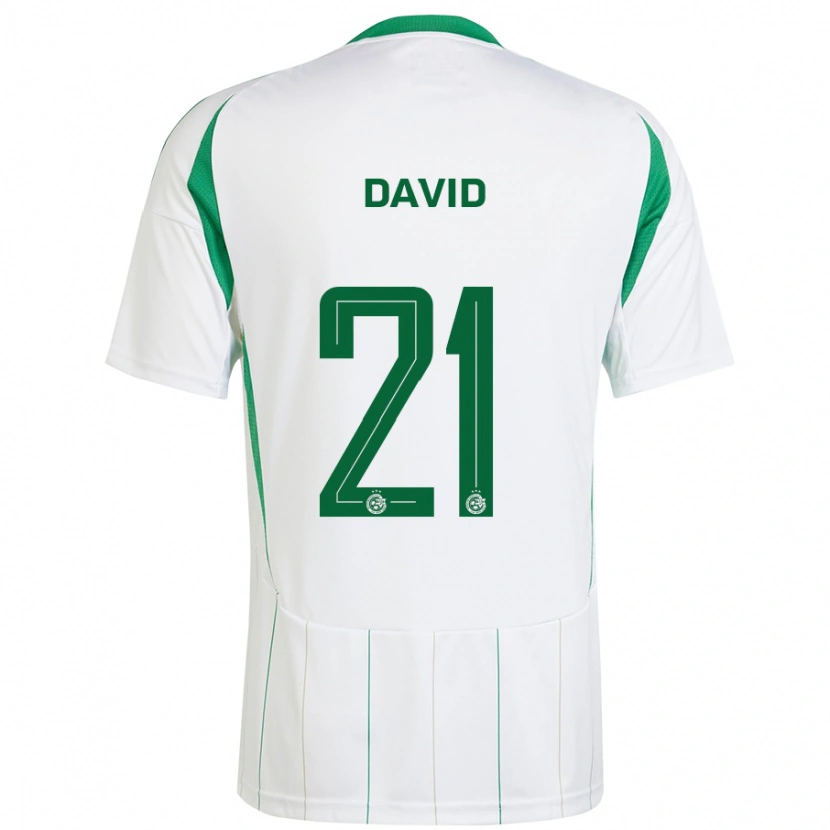 Danxen Uomo Maglia Dean David #21 Bianco Verde Kit Gara Away 2024/25 Maglietta
