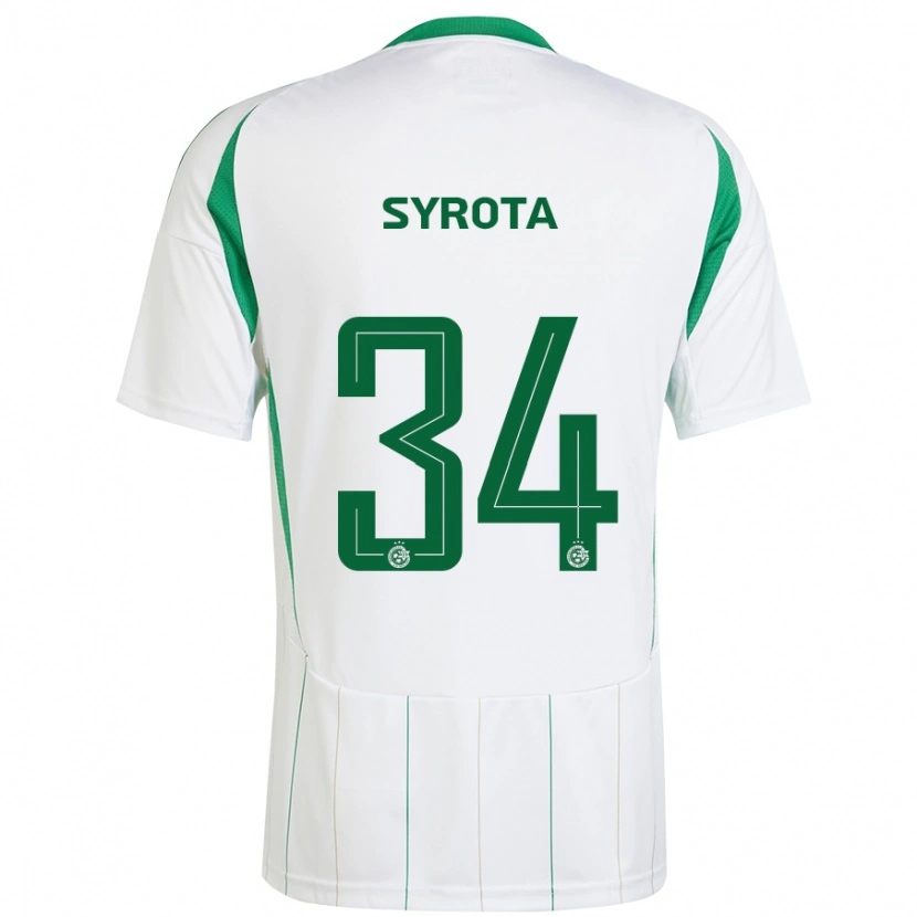 Danxen Uomo Maglia Oleksandr Syrota #34 Bianco Verde Kit Gara Away 2024/25 Maglietta