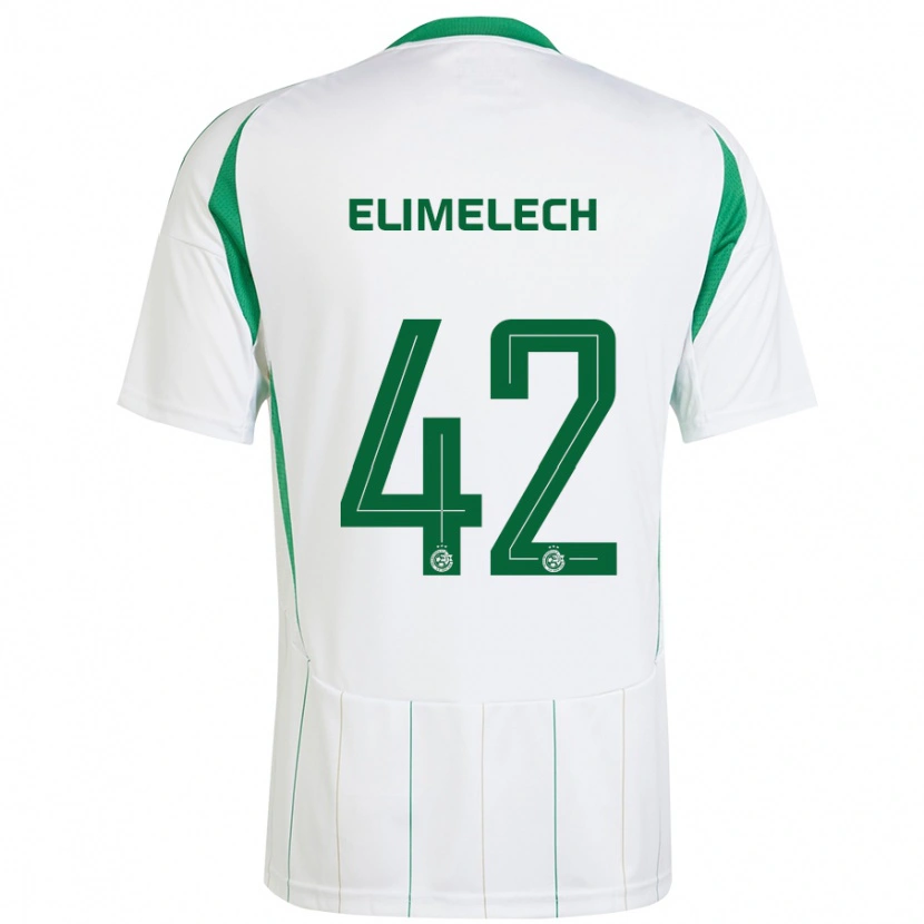Danxen Uomo Maglia Roey Elimelech #42 Bianco Verde Kit Gara Away 2024/25 Maglietta
