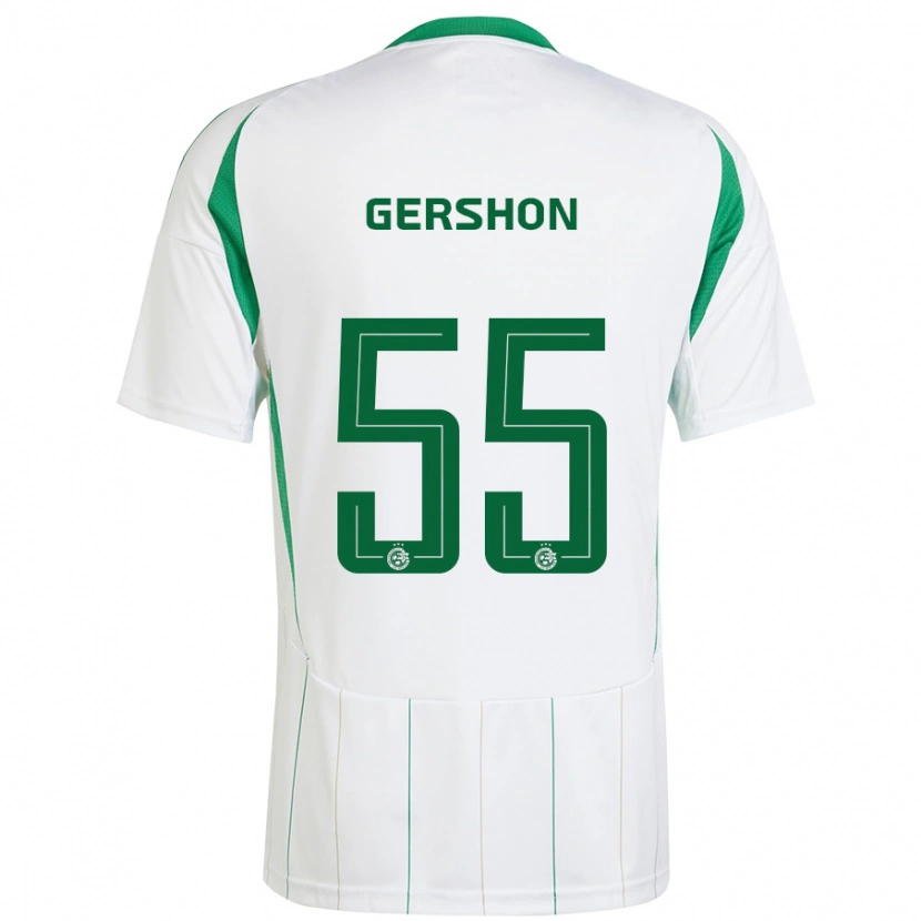 Danxen Uomo Maglia Rami Gershon #55 Bianco Verde Kit Gara Away 2024/25 Maglietta