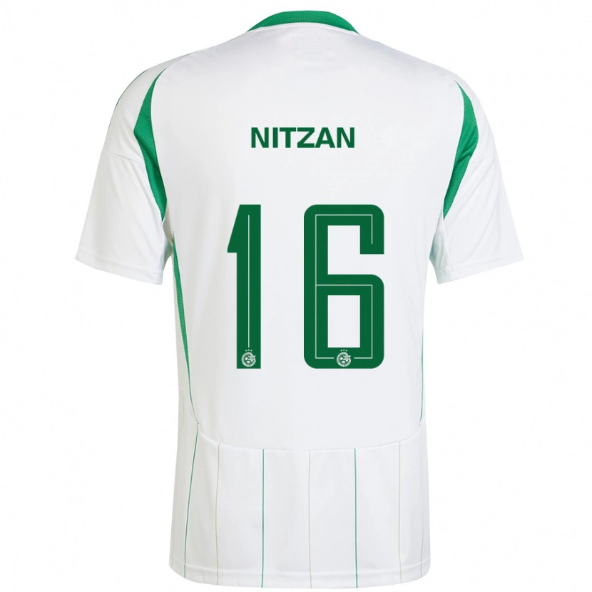 Danxen Uomo Maglia Itamar Nitzan #16 Bianco Verde Kit Gara Away 2024/25 Maglietta