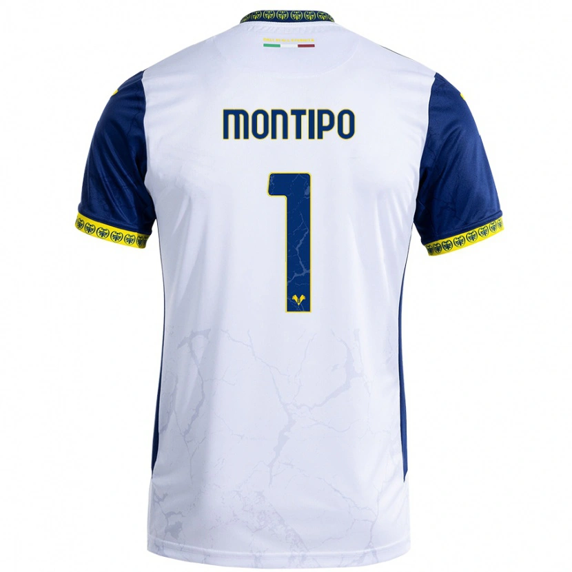 Danxen Uomo Maglia Lorenzo Montipò #1 Bianco Blu Kit Gara Away 2024/25 Maglietta