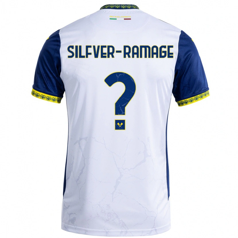 Danxen Uomo Maglia William Silfver-Ramage #0 Bianco Blu Kit Gara Away 2024/25 Maglietta